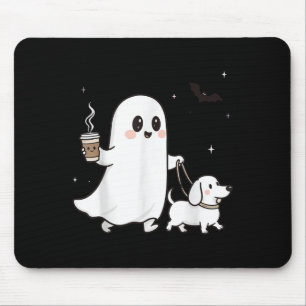 Halloween Ghost Walking Dog Spooky Season Hallowee Mouse Mat
