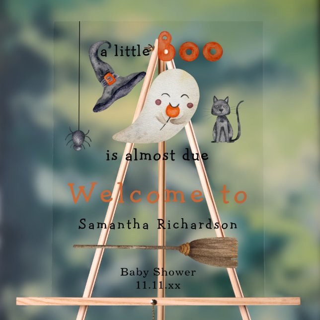 Halloween Ghost Welcome baby shower Acrylic Sign (Neutral)