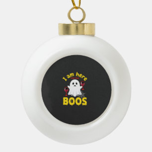 Halloween Ghost Wine Boos Design Ceramic Ball Christmas Ornament