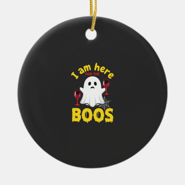 Halloween Ghost Wine Boos Design Ceramic Tree Decoration (Front)