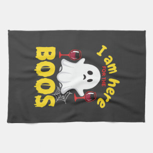 Halloween Ghost Wine Boos Design Tea Towel
