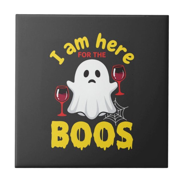 Halloween Ghost Wine Boos Design Tile (Front)