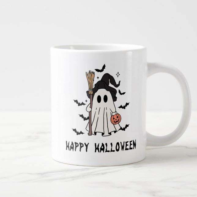 Halloween Ghost Witch Art Design Large Coffee Mug (Right)