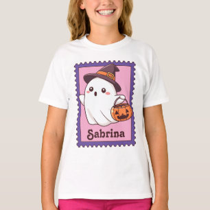Halloween Ghost Witch Custom Name Stamp T-Shirt