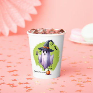 HALLOWEEN Ghost With A Witch Hat And A Pumpkin Paper Cups