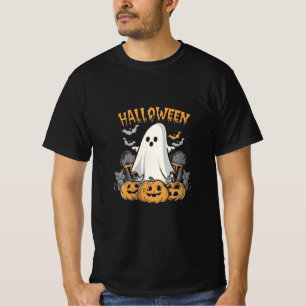 halloween ghost with black cats spooky season T-Shirt