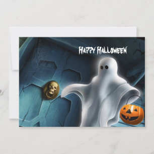 Halloween Ghost with pumpkin Card