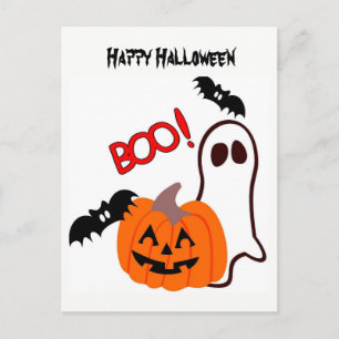 Halloween Ghost with pumpkin Postcard