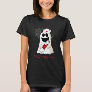 Halloween Ghost With Syringe Vaccination Lockdow T-Shirt