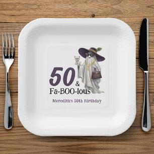Halloween Ghost Women's Fabulous 50th Birthday Paper Plate