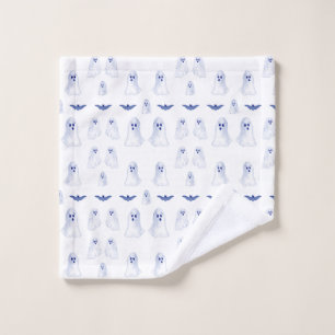 Halloween Ghosts and Bats in Watercolor Bath Towel Set
