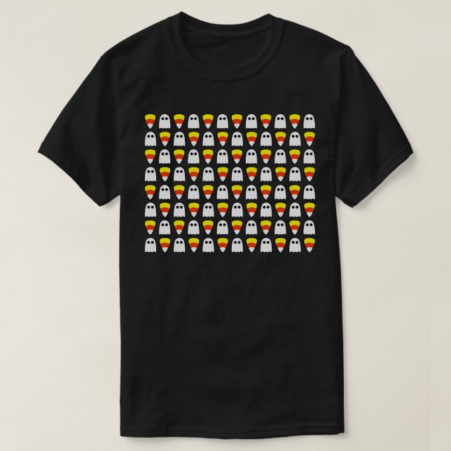 Halloween Ghosts and Candy Corn T-Shirt (Design Front)