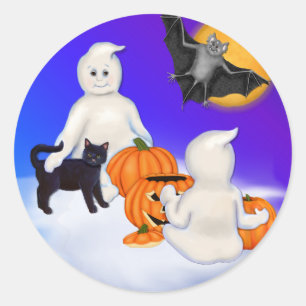 Halloween Ghosts and Friends Classic Round Sticker