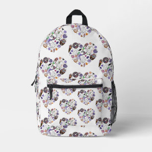 Halloween Ghosts and Pumpkin Clipart Heart shape Printed Backpack