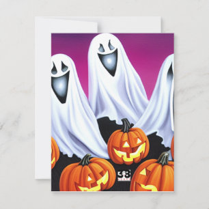 Halloween Ghosts and Pumpkins Card