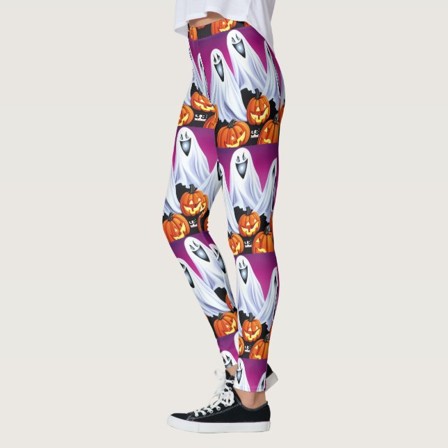 Halloween Ghosts and Pumpkins Leggings (Left)