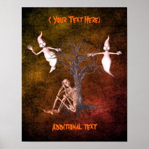 Halloween Ghosts And Skeleton Personalised Poster