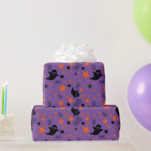 Halloween Ghosts and Stars Seamless Wrapping Paper