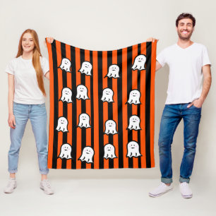 Halloween Ghosts and Stripes Fleece Blanket