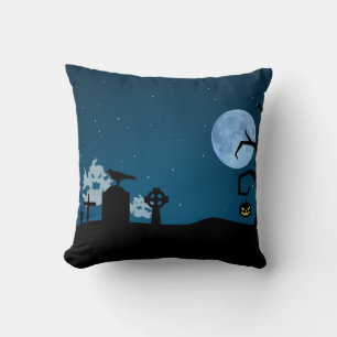 Halloween Ghosts at Graveyard Cushion
