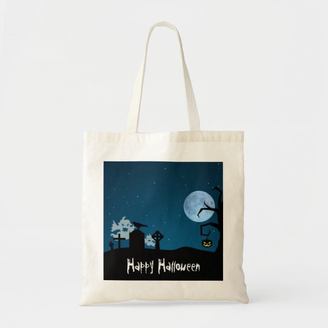 Halloween Ghosts at Graveyard Tote Bag (Front)