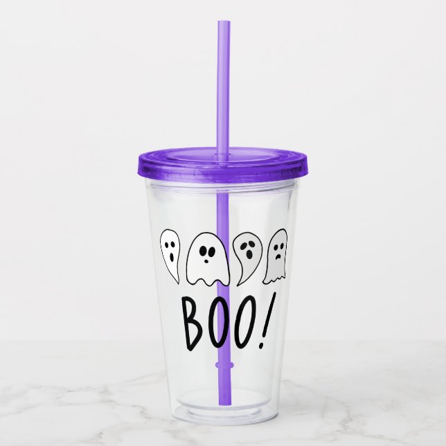 Halloween Ghosts Boo Acrylic Tumbler (Front)