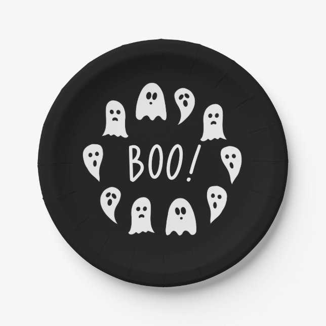 Halloween Ghosts Boo Paper Plate (Front)