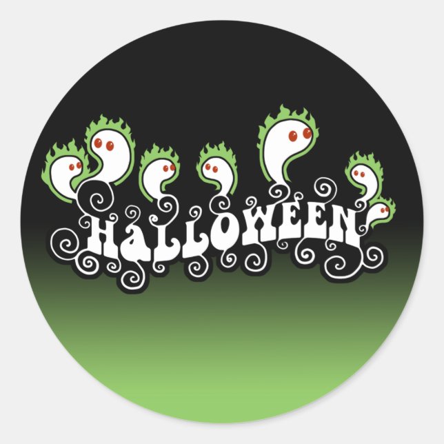 Halloween Ghosts Classic Round Sticker (Front)