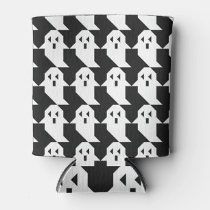 Halloween ghosts: geometric seamless pattern. can cooler