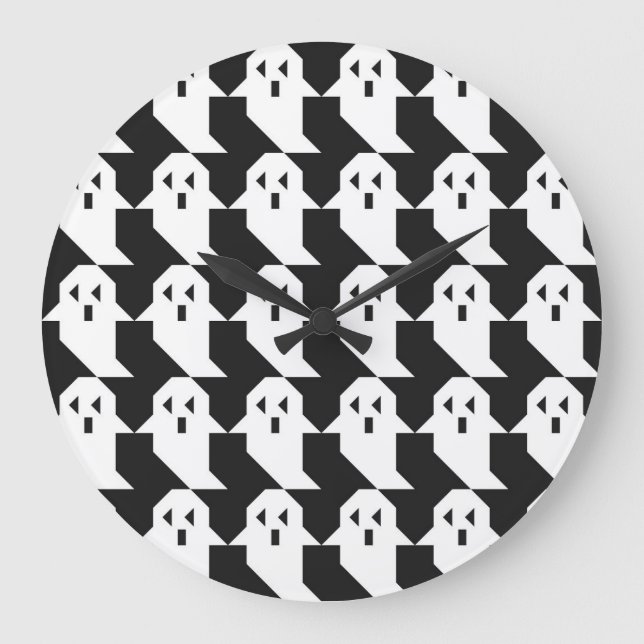 Halloween ghosts: geometric seamless pattern. large clock (Front)