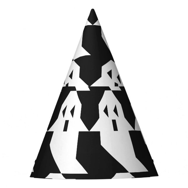 Halloween ghosts: geometric seamless pattern. party hat (Front)