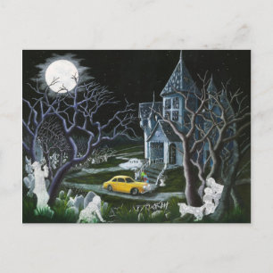 Halloween,ghosts,haunted,house,mansion Postcard