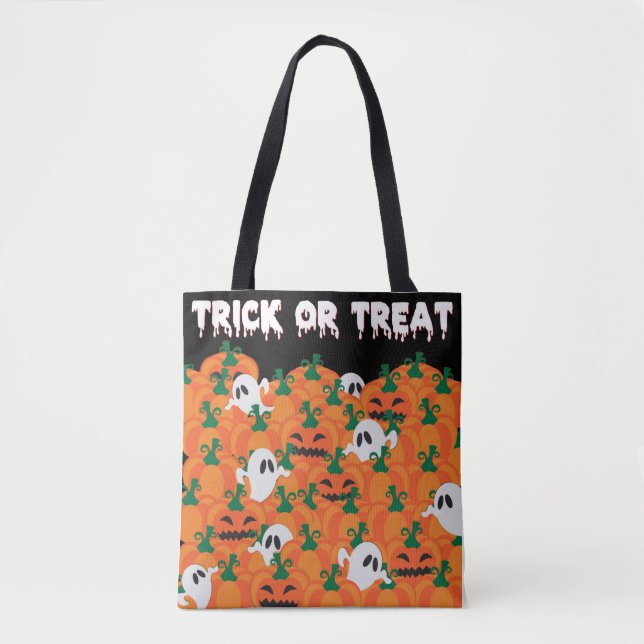 Halloween Ghosts Haunted Pumpkin Patch Large Tote  (Front)