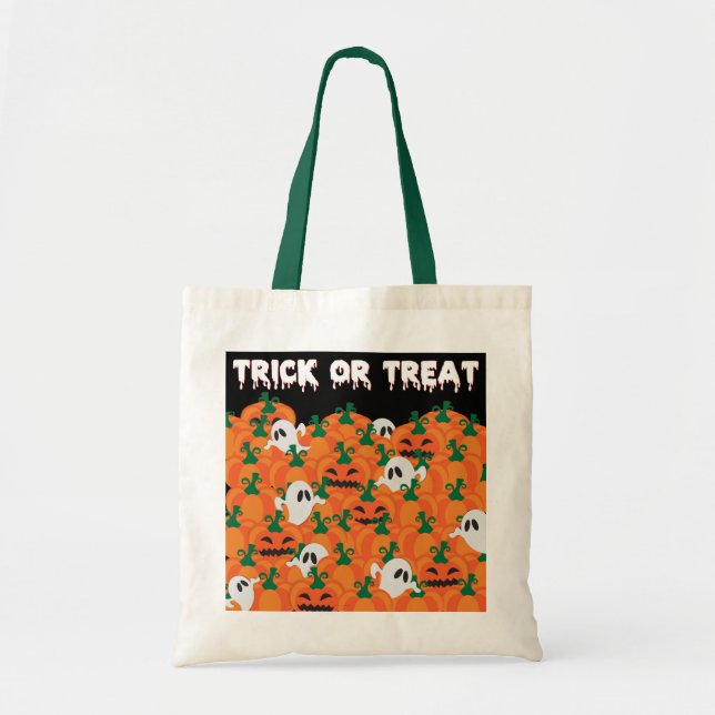 Halloween Ghosts Haunted Pumpkin Patch Large Tote  Bag (Front)