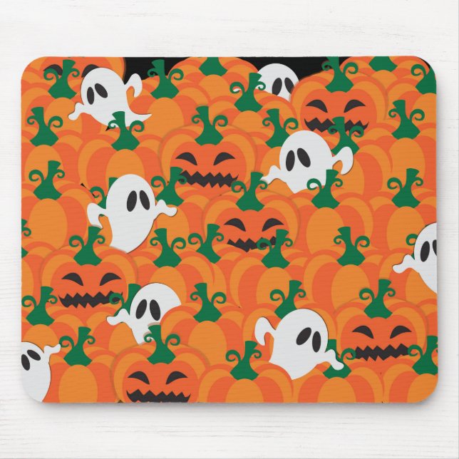 Halloween Ghosts Haunted Pumpkin Patch Mouse Mat (Front)