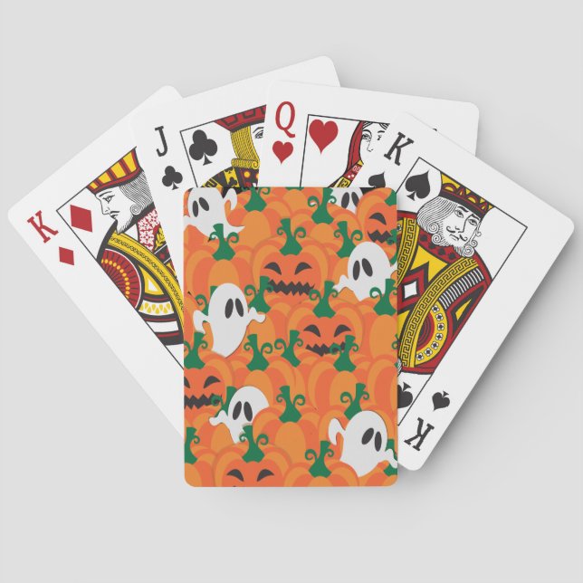 Halloween Ghosts Haunted Pumpkin Patch Playing Cards (Back)