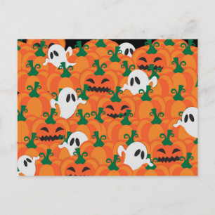 Halloween Ghosts Haunted Pumpkin Patch Postcard