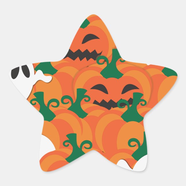 Halloween Ghosts Haunted Pumpkin Patch Star Sticker (Front)