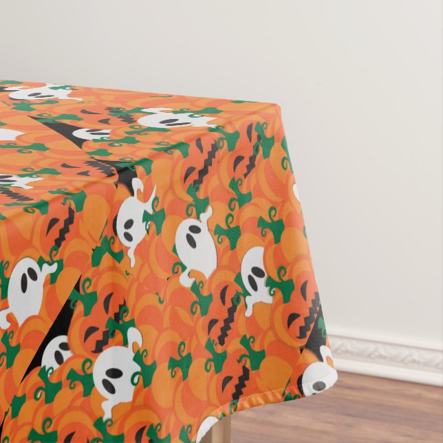 Halloween Ghosts Haunted Pumpkin Patch Tablecloth (In Situ)