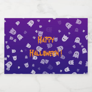 Halloween Ghosts Liquor Bottle Label