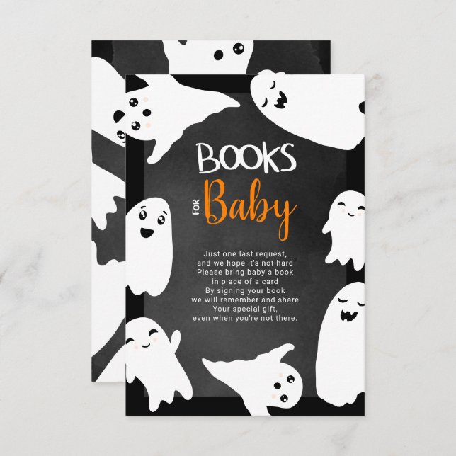 Halloween ghosts orange black books for baby enclosure card (Front/Back)