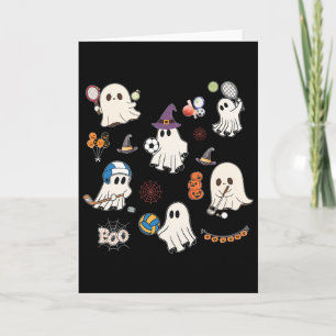 Halloween Ghosts Playing Soccer Tennis Hockey Voll Card