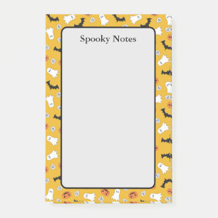 Halloween Ghosts Pumpkin Bats Yellow Notes
