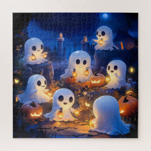 Halloween Ghosts Pumpkin Lanterns Spooky Night Jigsaw Puzzle
