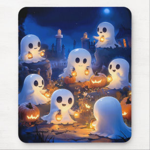 Halloween Ghosts Pumpkin Lanterns Spooky Night Mouse Mat