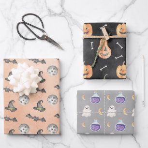 Halloween Ghosts Pumpkins Pattern Wrapping Paper