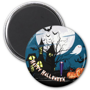 Halloween Ghosts Pumpkins Vampire Spooky House Magnet