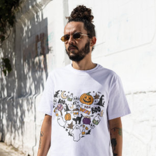 HALLOWEEN GHOSTS PUMPKINS WITCHES & CATS HEART T-Shirt