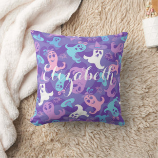 Halloween Ghosts Purple Personalised Pillow