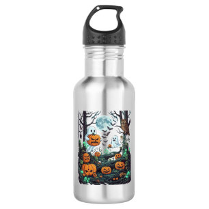 Halloween Ghosts Scary Pumpkins Owl Full Moon Bats 532 Ml Water Bottle
